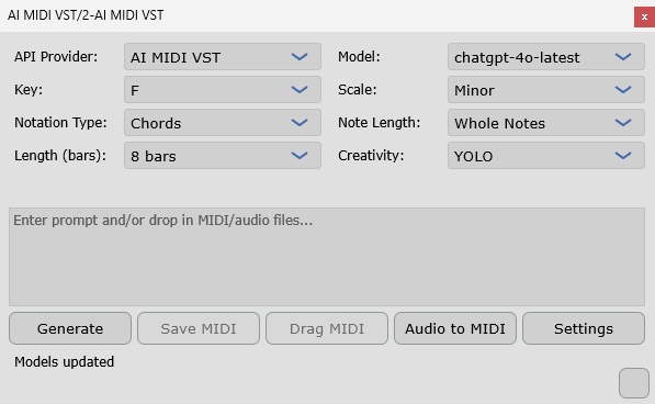 AI MIDI VST Interface